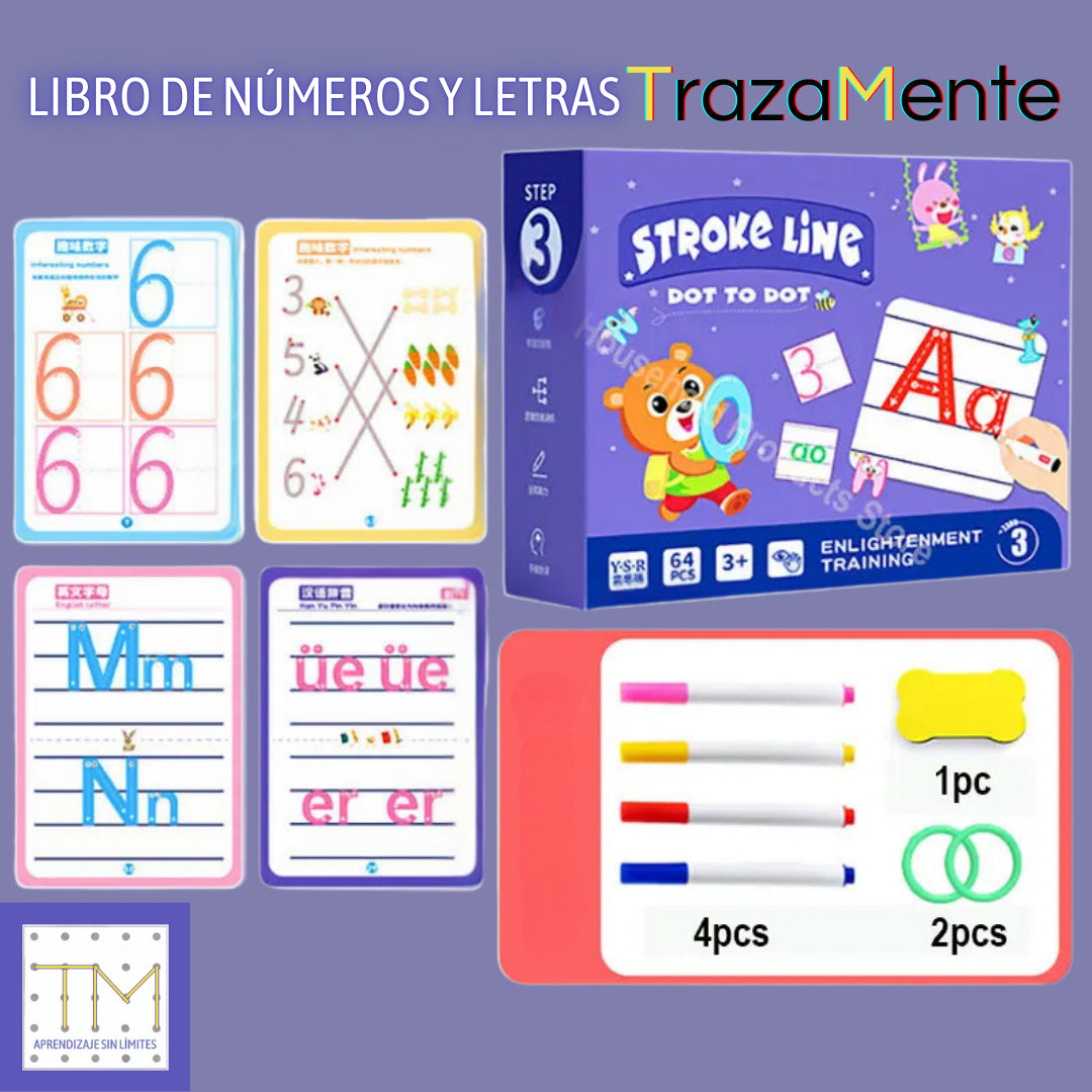 TrazaMente: libros de trazos 2.0 (Figuras y nùúmeros + letras)